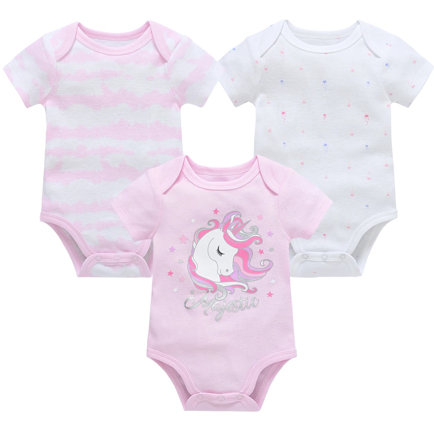 3–6 Pack Cotton Baby Bodysuits – 0–12 Months, Short Sleeve