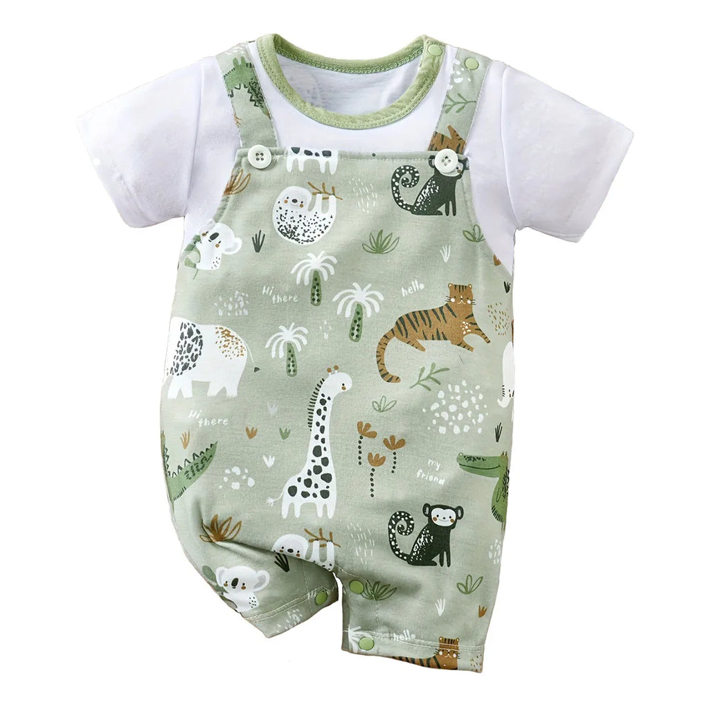 Zoo Animal Baby Romper – Boys 0–12 Months