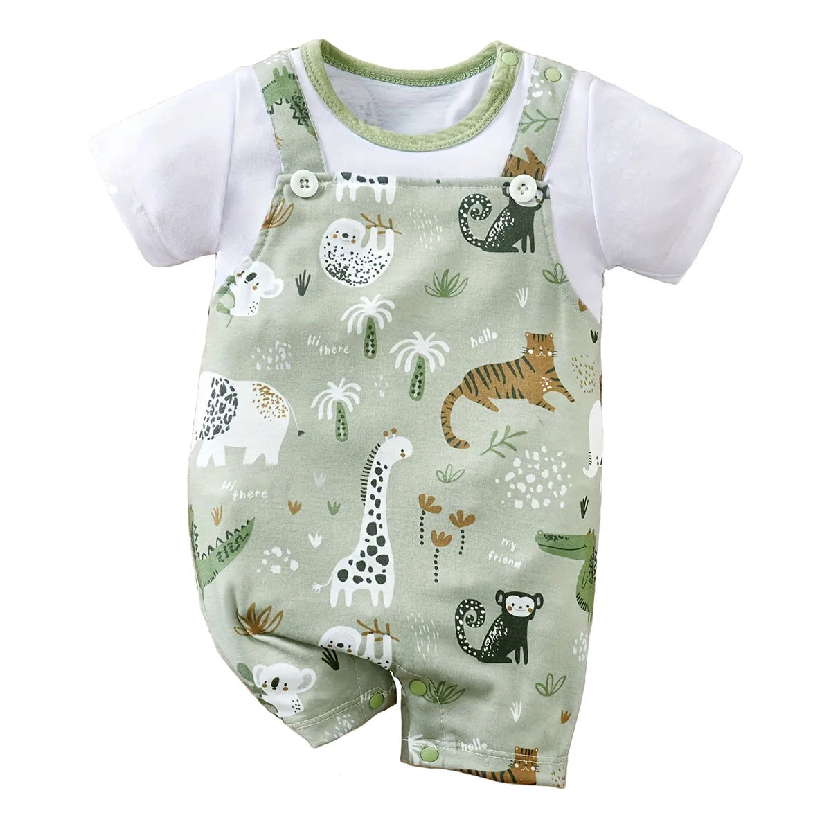 Zoo Animal Baby Romper – Boys 0–12 Months