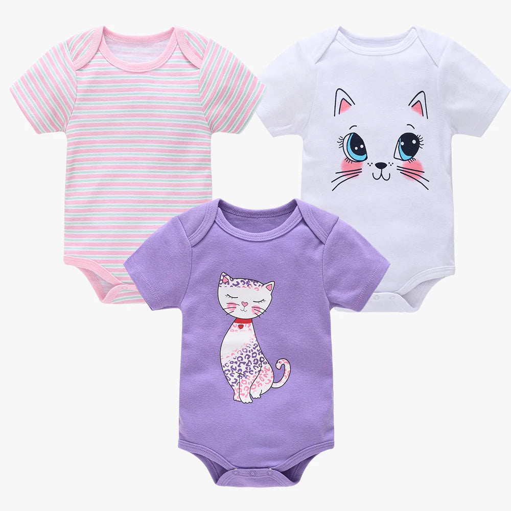 3–6 Pack Cotton Baby Bodysuits – 0–12 Months, Short Sleeve