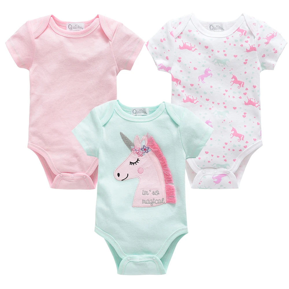 3–6 Pack Cotton Baby Bodysuits – 0–12 Months, Short Sleeve