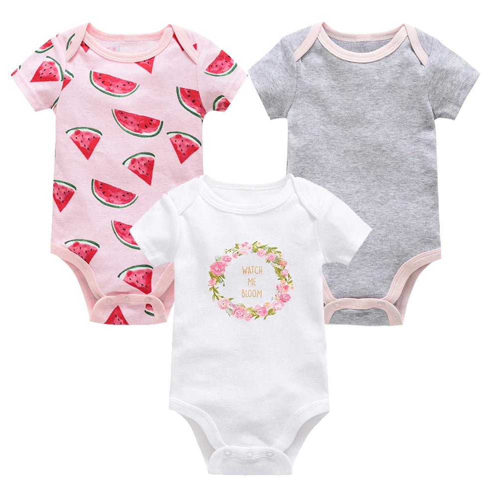 3–6 Pack Cotton Baby Bodysuits – 0–12 Months, Short Sleeve