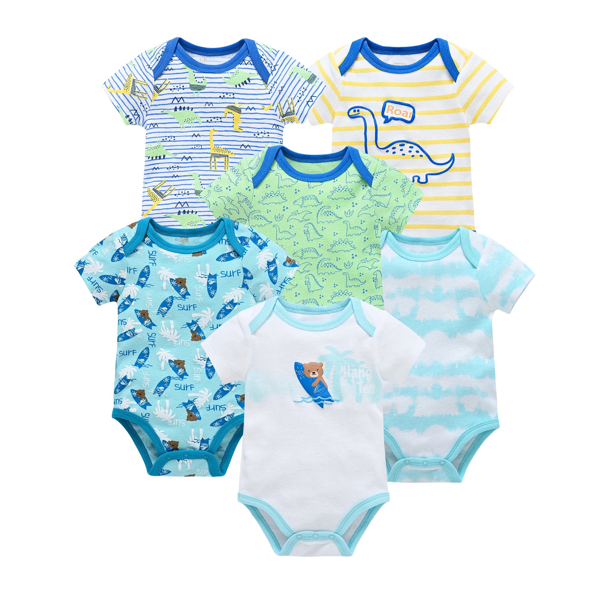 3–6 Pack Cotton Baby Bodysuits – 0–12 Months, Short Sleeve