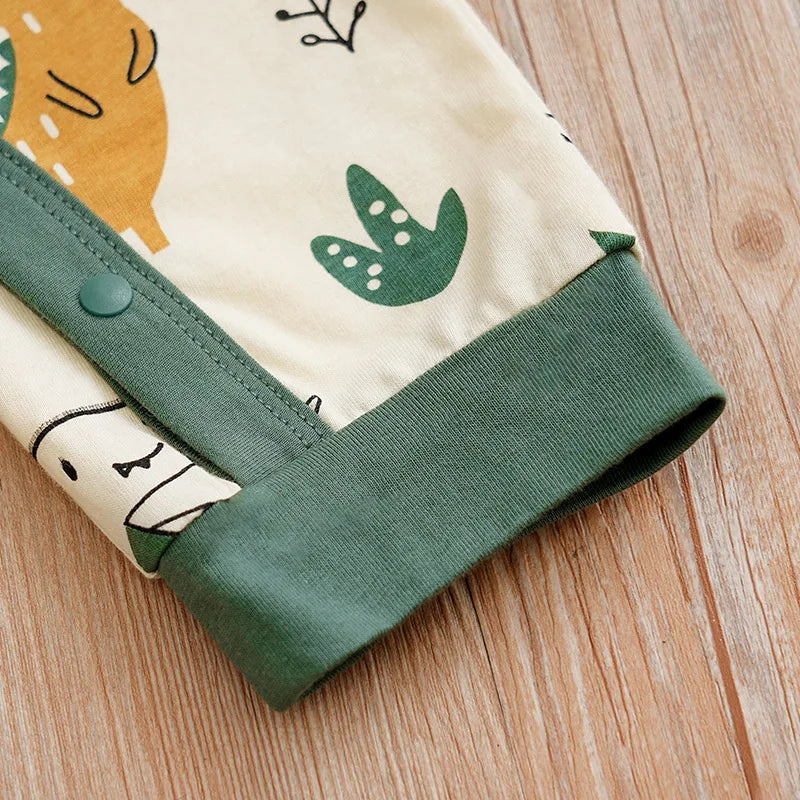 Cute Cotton Cartoon Long Sleeve Baby Romper for Boys (0–18 Months)