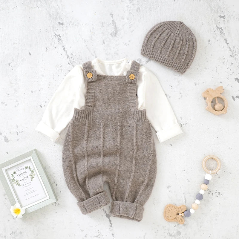 Mimi Knitted Winter Baby Romper – 100% Acrylic Warm Jumpsuit (0–24M)