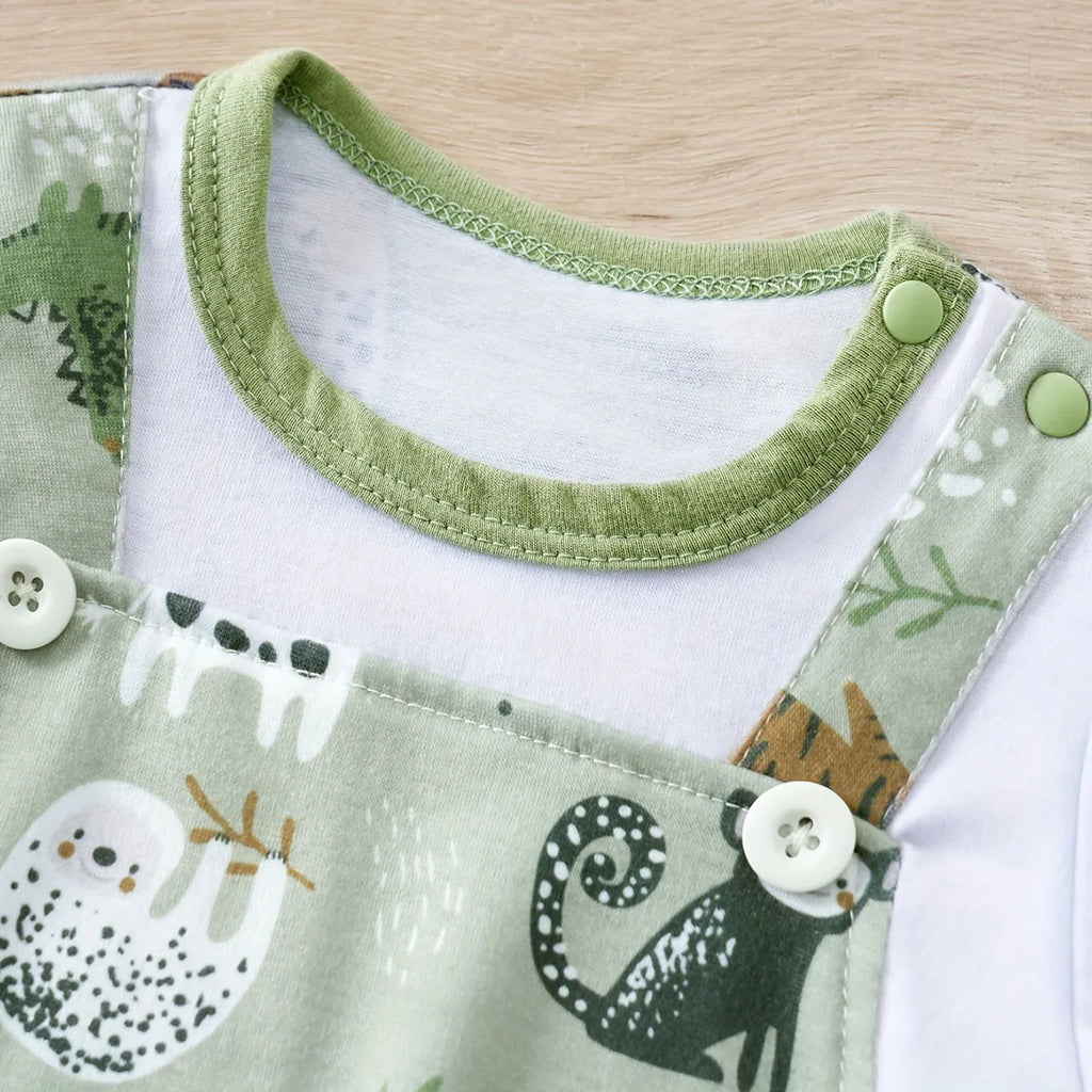 Zoo Animal Baby Romper – Boys 0–12 Months