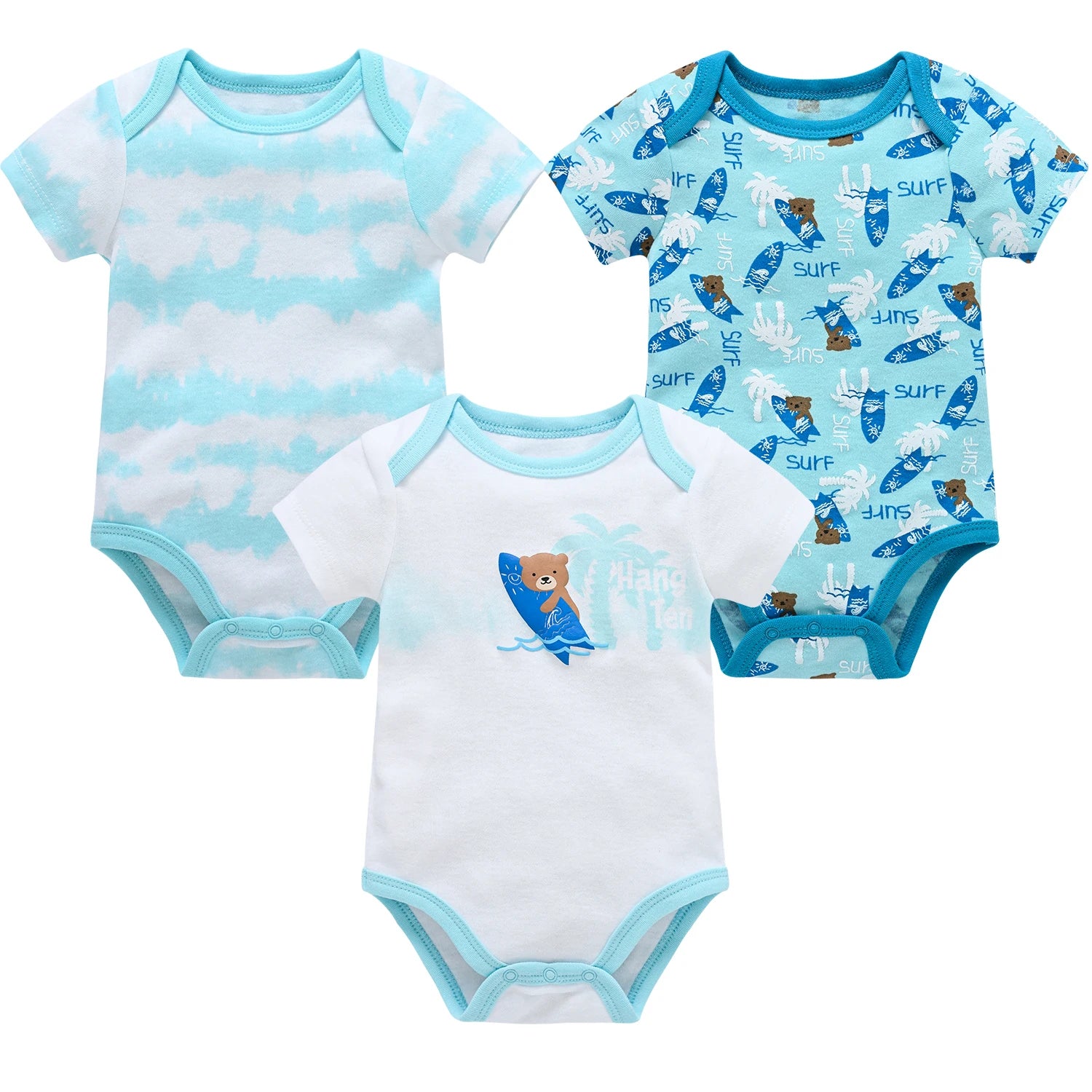 3–6 Pack Cotton Baby Bodysuits – 0–12 Months, Short Sleeve