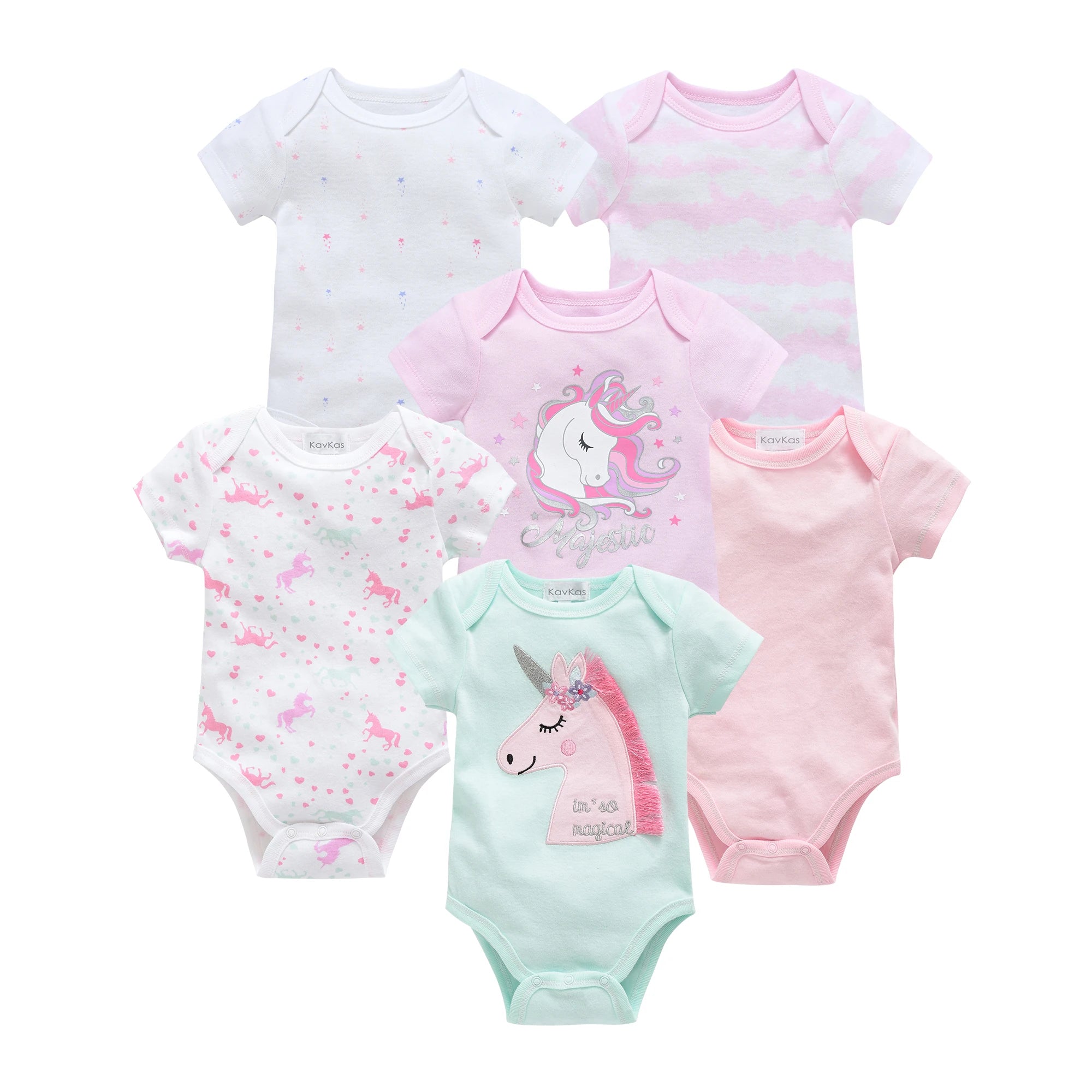 3–6 Pack Cotton Baby Bodysuits – 0–12 Months, Short Sleeve