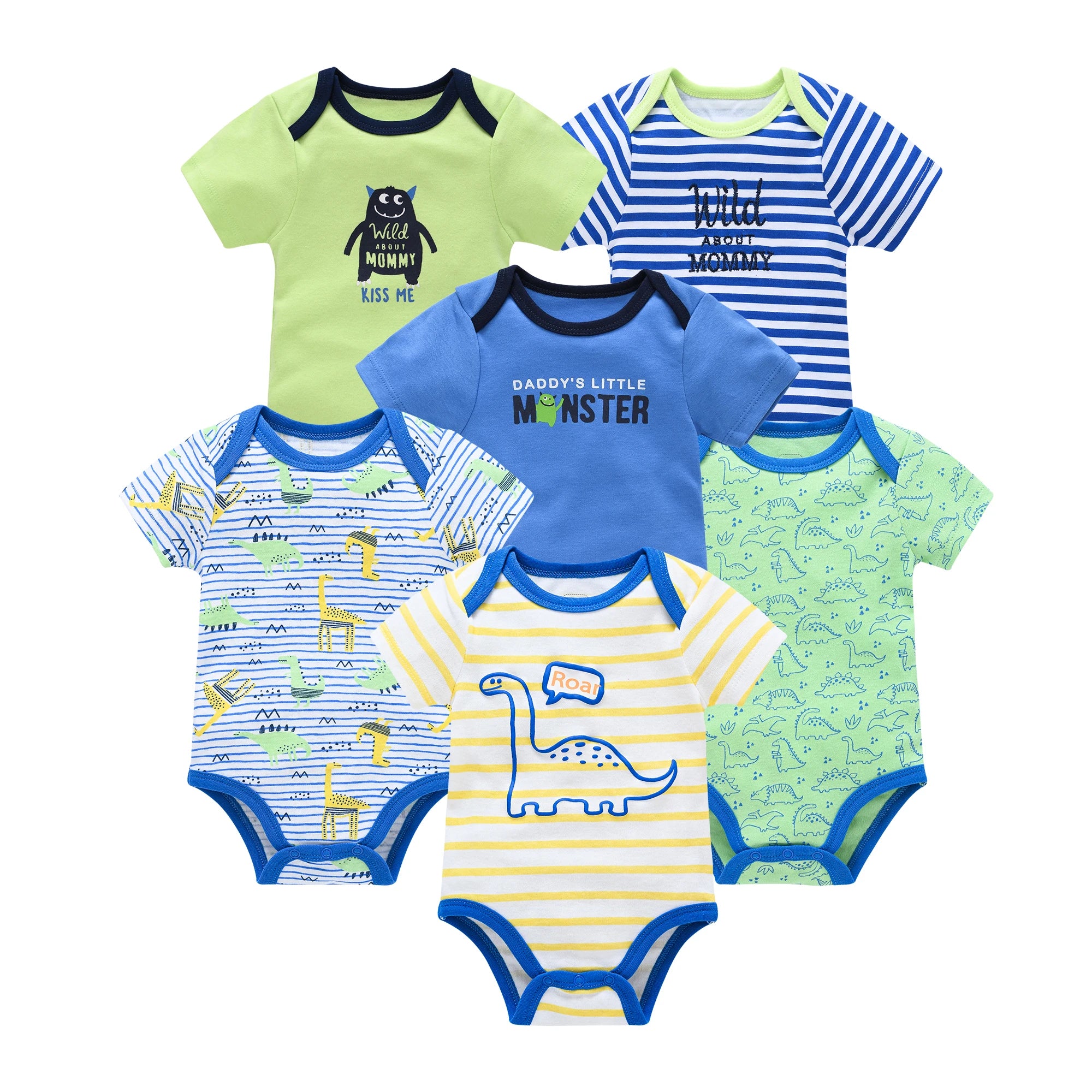 3–6 Pack Cotton Baby Bodysuits – 0–12 Months, Short Sleeve