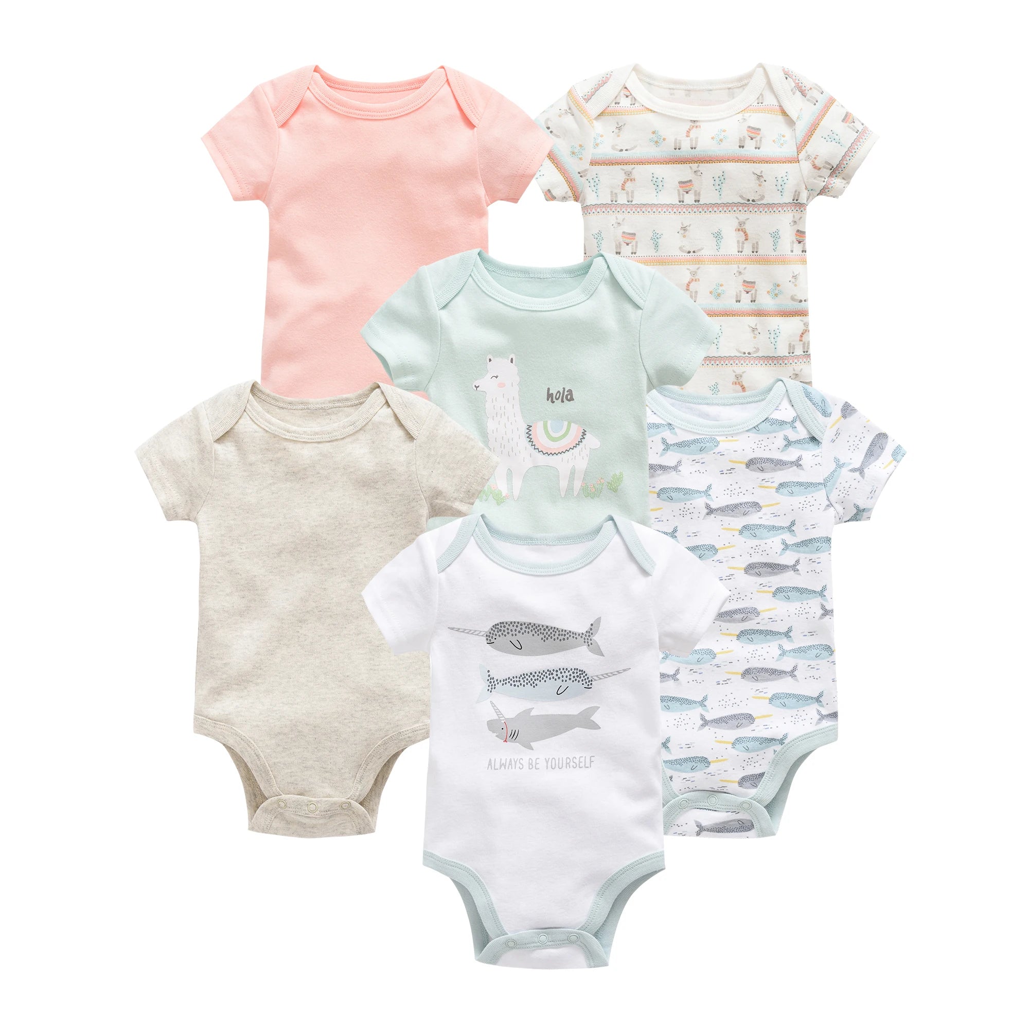 3–6 Pack Cotton Baby Bodysuits – 0–12 Months, Short Sleeve