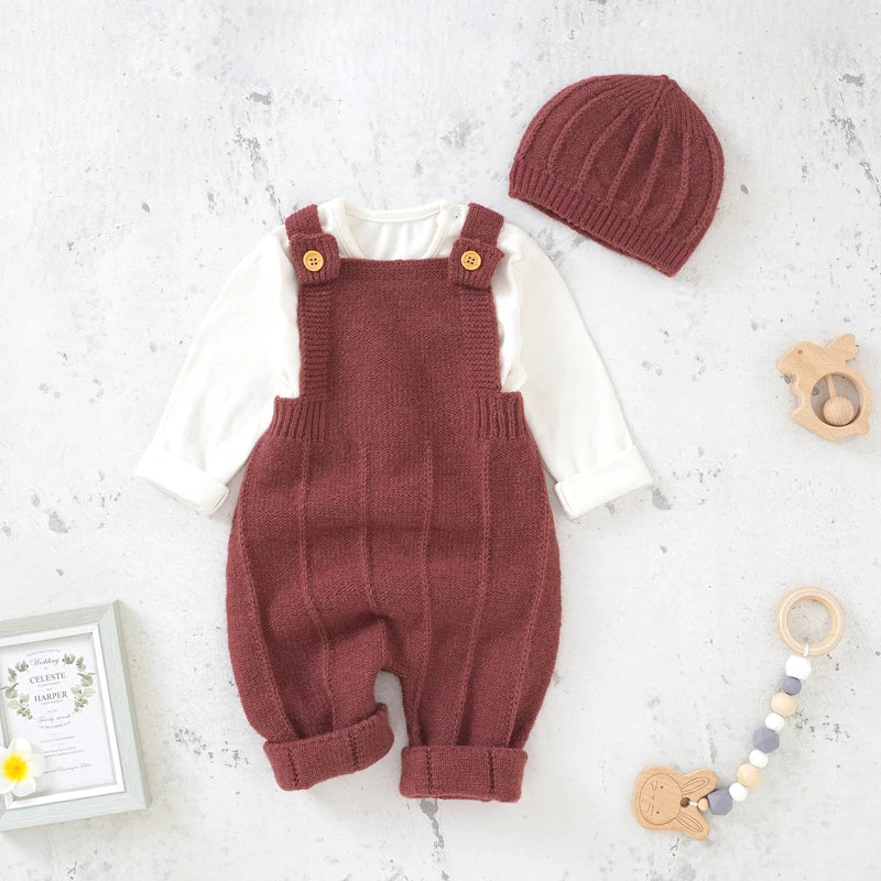 Mimi Knitted Winter Baby Romper – 100% Acrylic Warm Jumpsuit (0–24M)